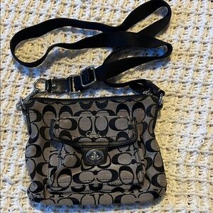 Coach Signature Black and Tan Crossbody Bag